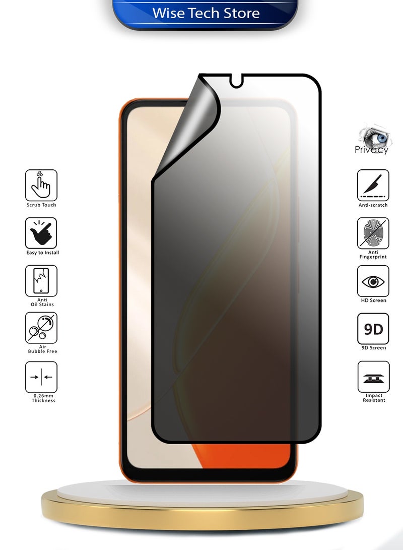 دبليو تيك itel A200 / itel A200+ 4G 2026 واقي شاشة نانو سيراميك ممتاز للخصوصية مع غراء كامل وتغطية كاملة - غير لامع ومرن (MSCNMP) - شفاف/أسود - Image 2